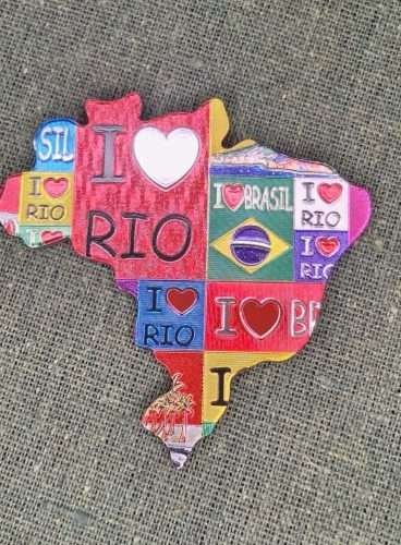 imã de geladeira de mapa de metal colorido, Eu amo Rio, lapa, Cristo, brasil, pão de açúcar, bondinho, Rio de Janeiro, Brasil