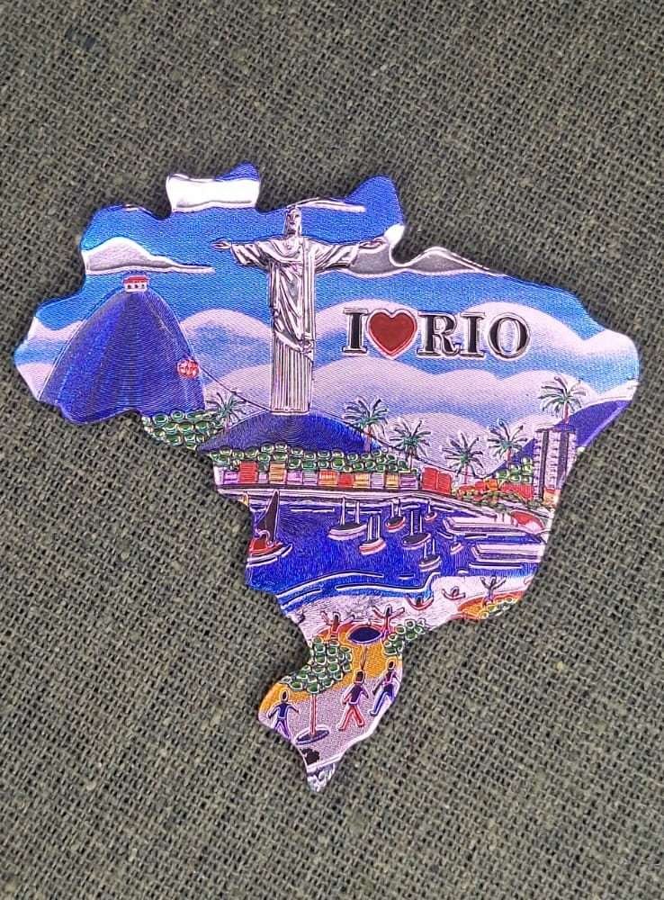 imã de geladeira de mapa de metal bondinho, Cristo, eu amo Rio, praia