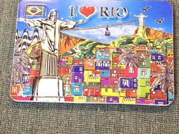 imã de geladeira Eu amo Rio, maracanã, morro da Urca, favela 