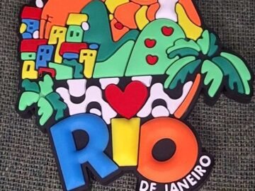 Imã de geladeira de borracha do Rio de Janeiro com Cristo e Pão de açucar