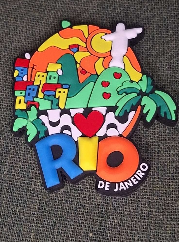 Imã de geladeira de borracha do Rio de Janeiro com Cristo e Pão de açucar