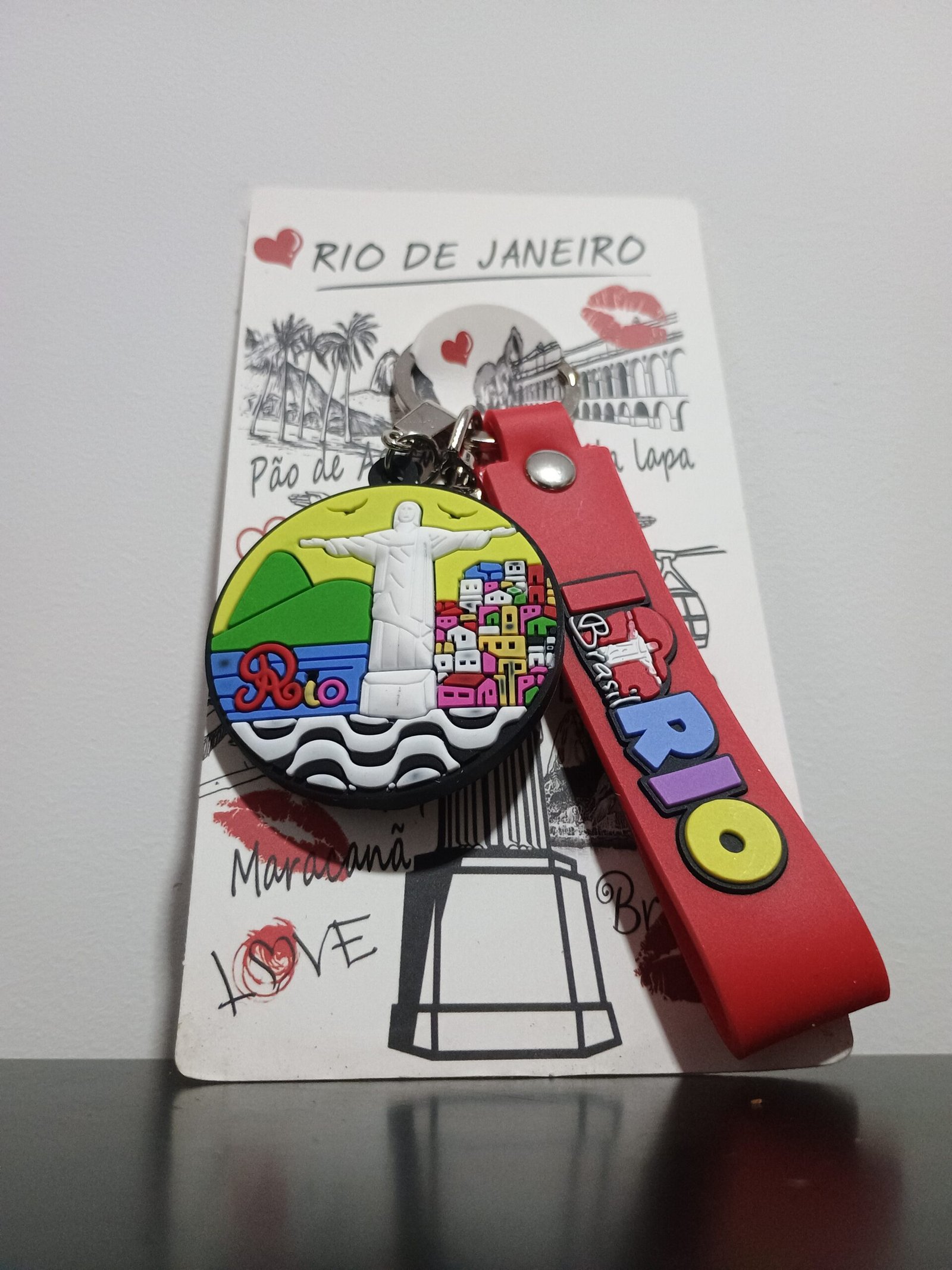 Chaveiro do Rio de Janeiro 3 em 1 de borracha redondo Cristo