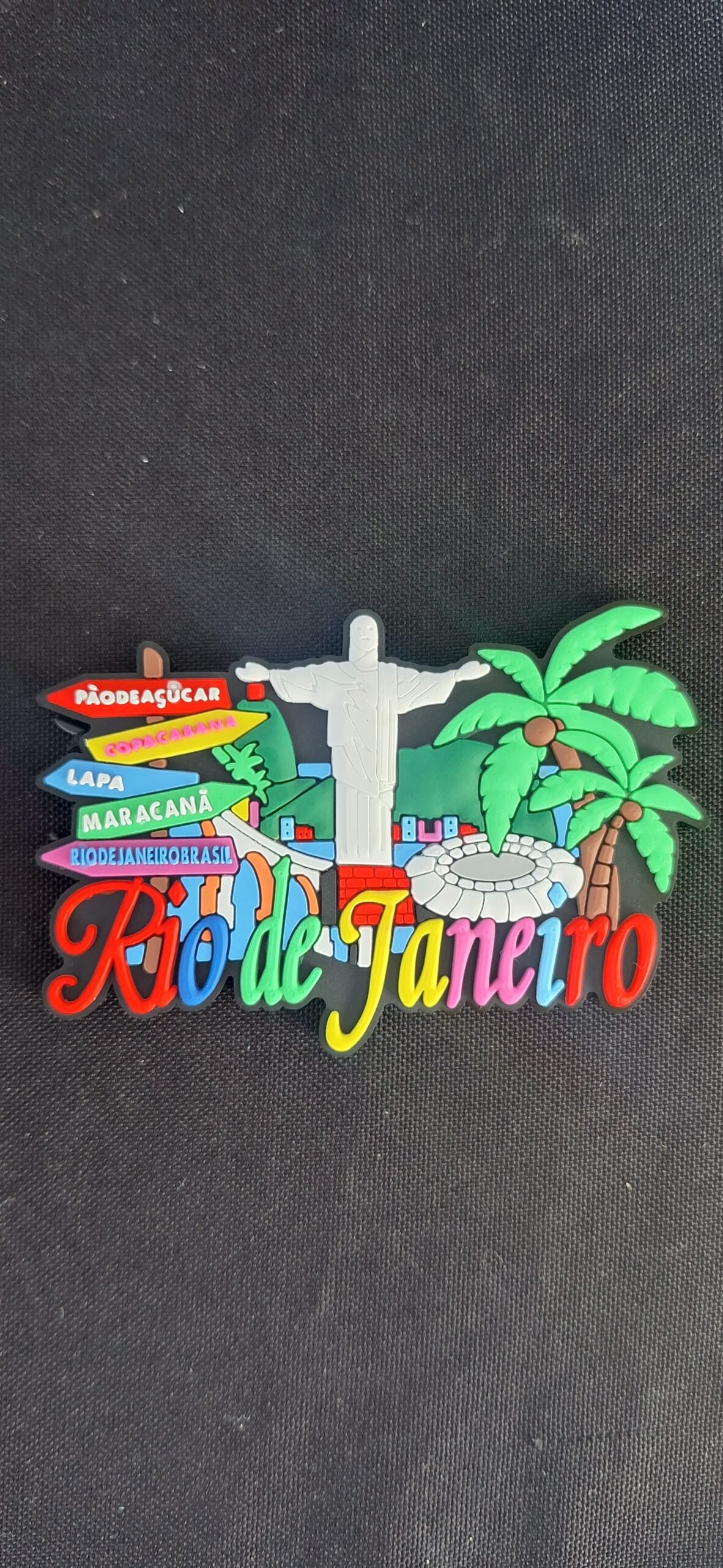 Imã de geladeira de borracha Rio de Janeiro coqueiros