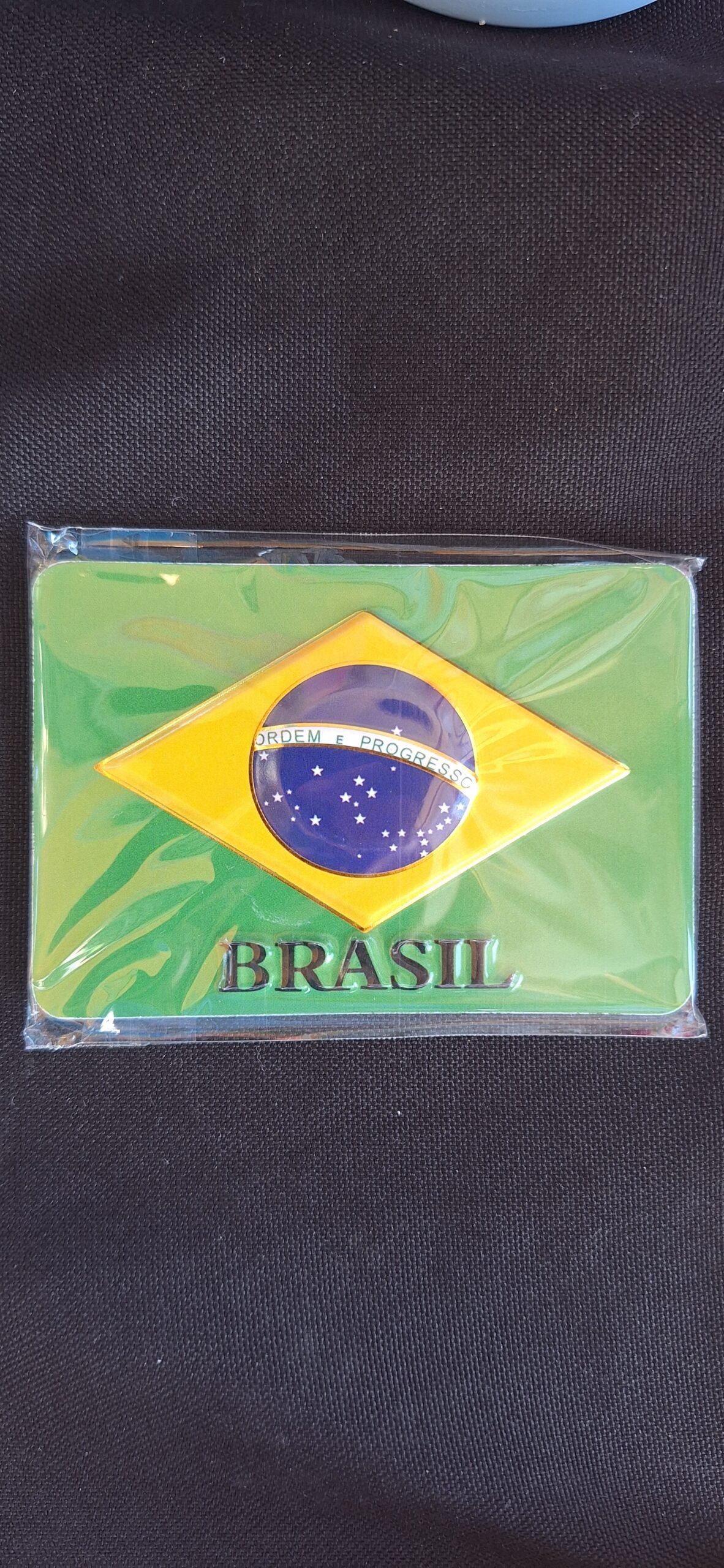 Imã de geladeira de papel Brasil ordem e progresso