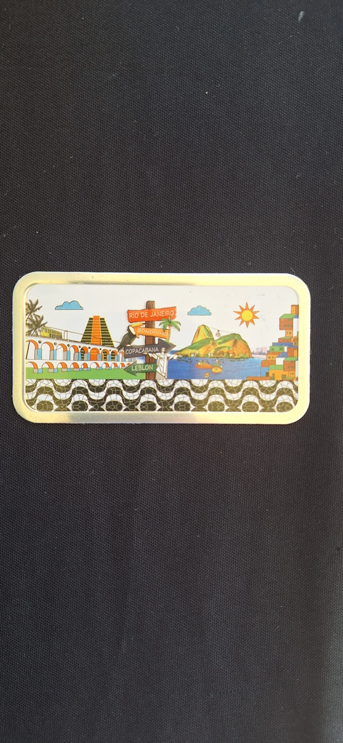 Imã de geladeira placa Rio de Janeiro Brasil arcos da lapa Maracanã Cristo calcadão de Copacabana bondinho