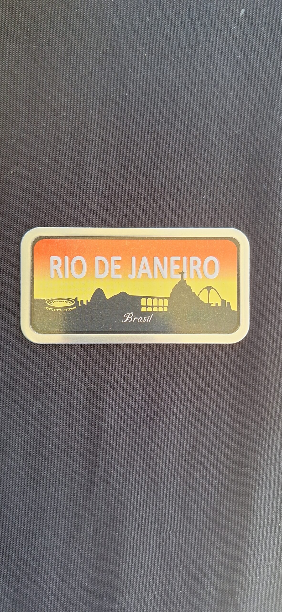 Imã de geladeira placa Rio de Janeiro Brasil arcos da lapa Maracanã Cristo ceu laranja