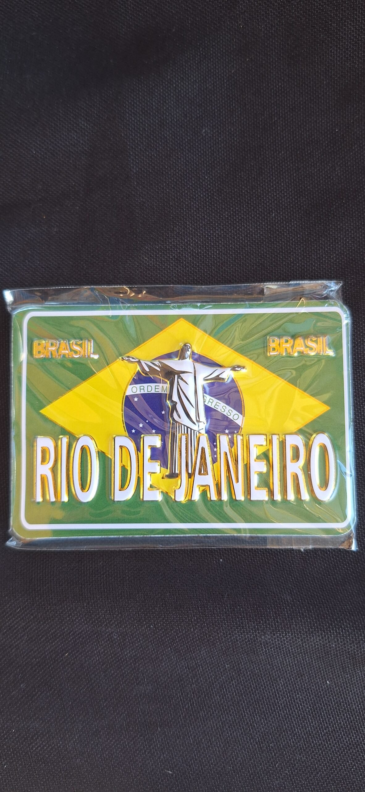 Imã de papel Brasil ordem e progresso Cristo Redentor