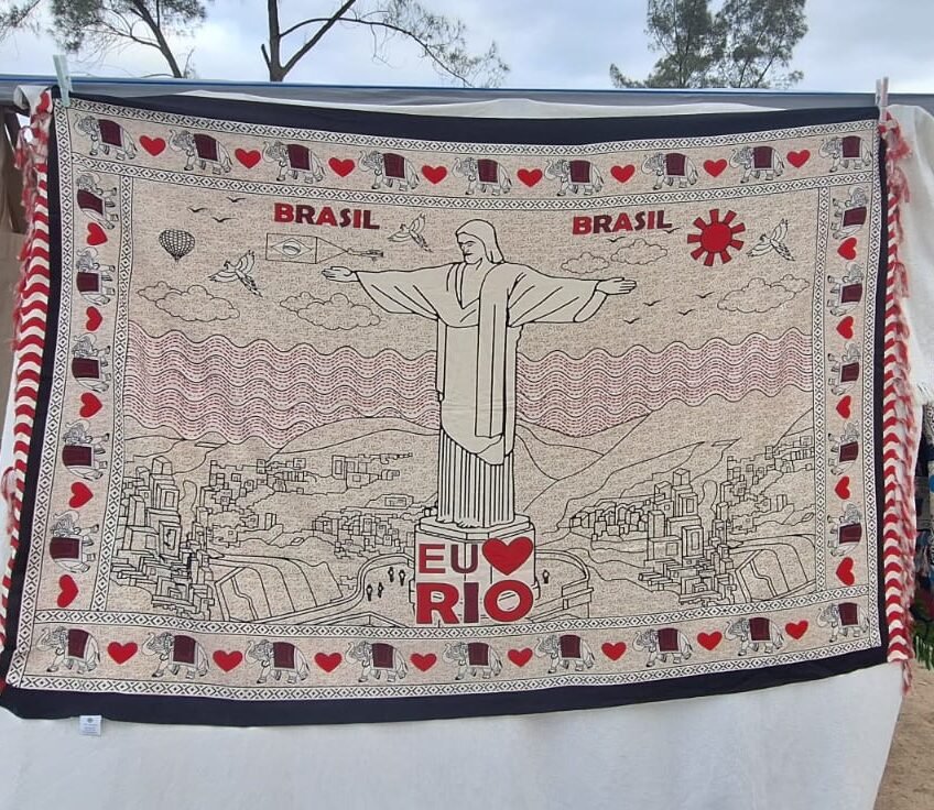 Canga de poliéster eu amo Rio horizontal