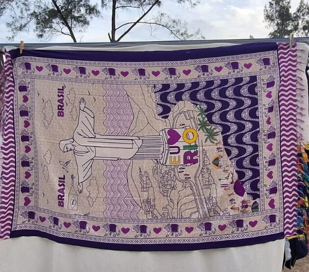 Canga de poliéster eu amo Rio vertical