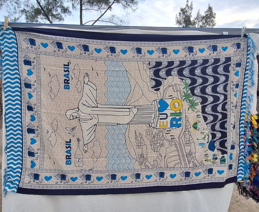 Canga de poliéster eu amo Rio vertical