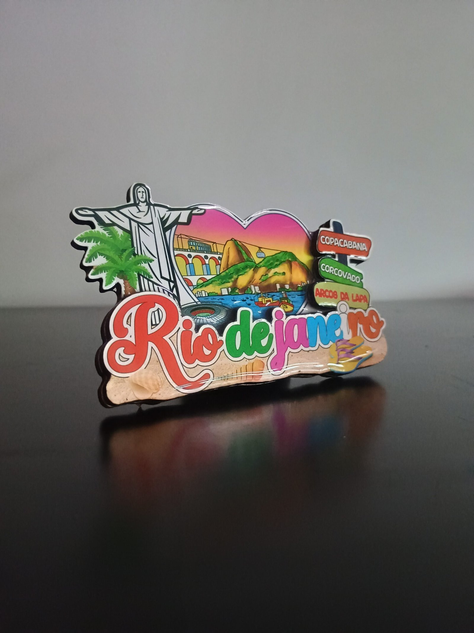 Imã de madeira placas, Copacabana, Corcovado, Cristo, Arcos da Lapa, Rio de Janeiro