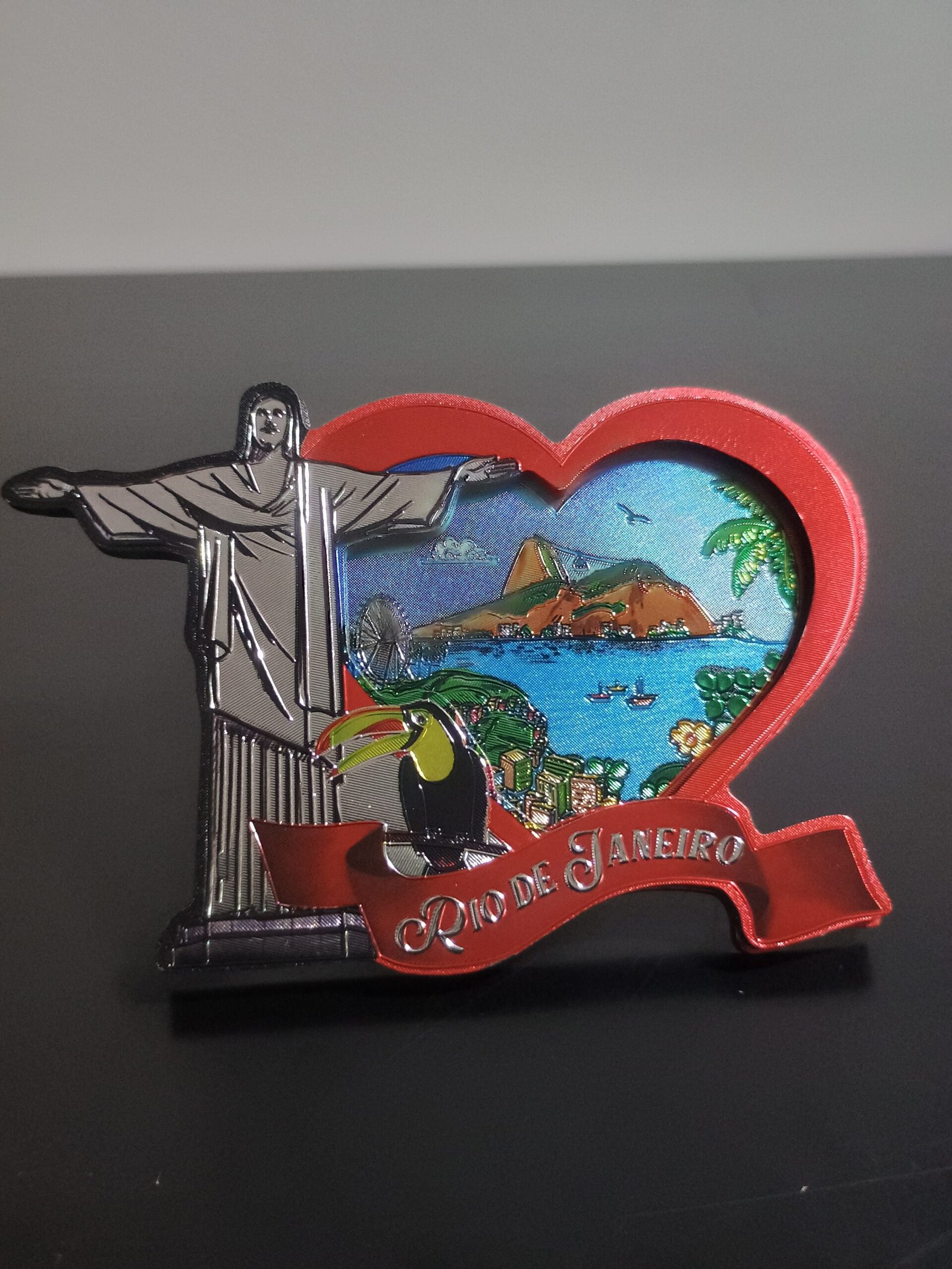 Imã de madeira coração, Cristo, Rio de Janeiro