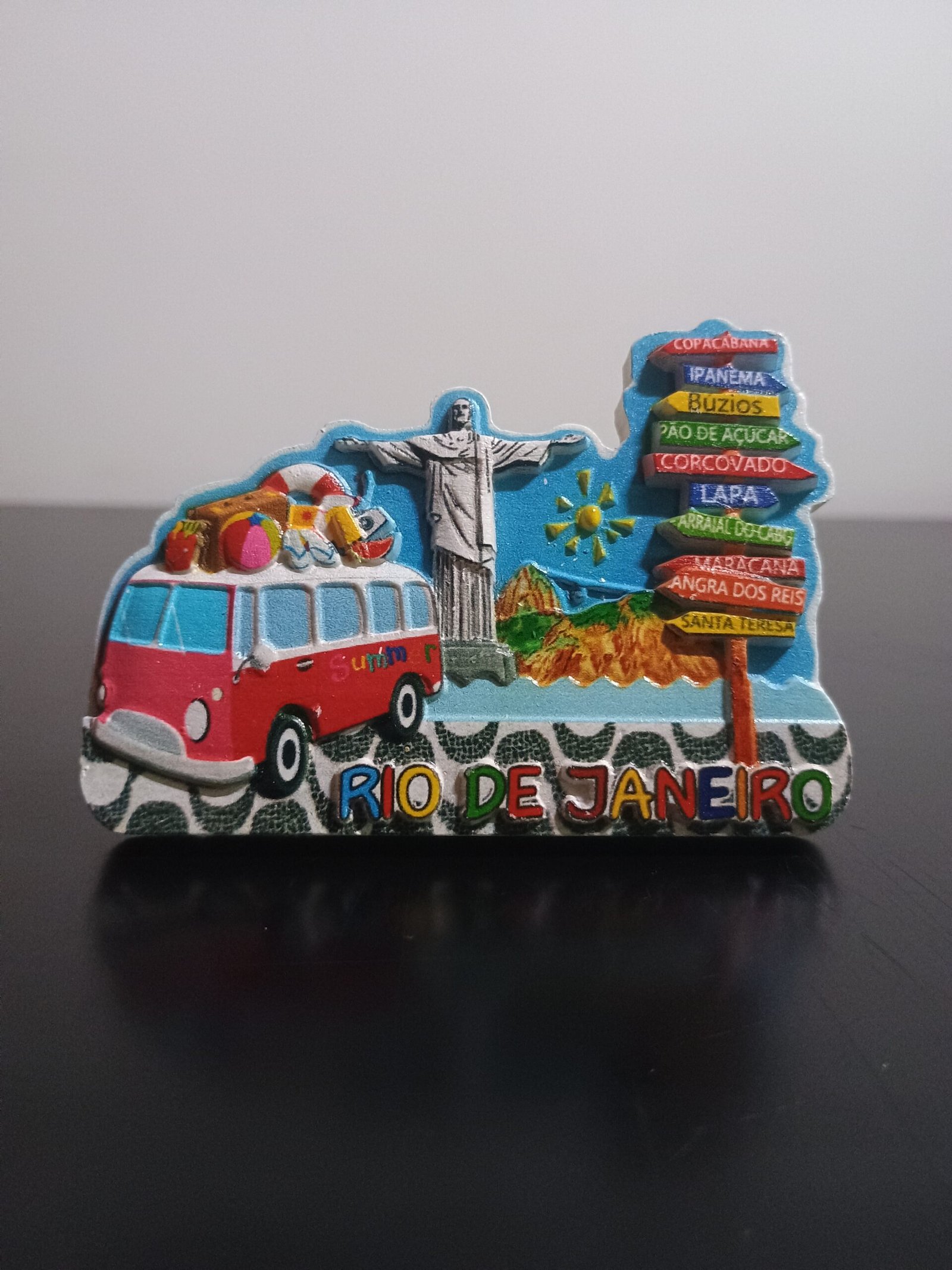Imã de resina Combi, maracanã, Copacabana, Corcovado, Cristo, Arcos da Lapa, Rio de Janeiro, Ipanema,  pão de açúcar.