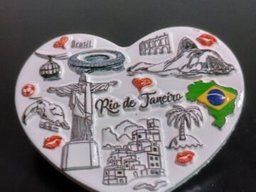 Imã de resina coração, maracanã, Copacabana, Corcovado, Cristo, Arcos da Lapa, Rio de Janeiro