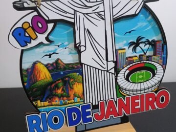 placa decorativa de madeira para pendurar na parede Rio de Janeiro