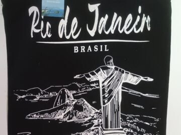 Ecobag preta do Rio de Janeiro com o Cristo e Pão de açucar